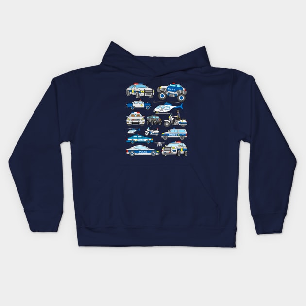 Police Car Design Kids Hoodie by samshirts